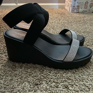 Madden girl NEW wedge(?) black with rhinestones